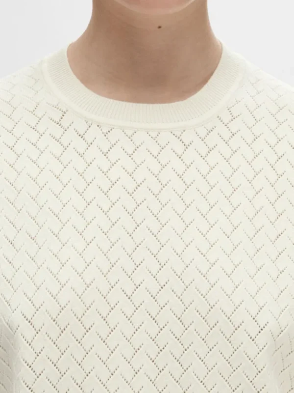 Strik>SELECTED KORTÆRMET STRIKKET TOP Beige