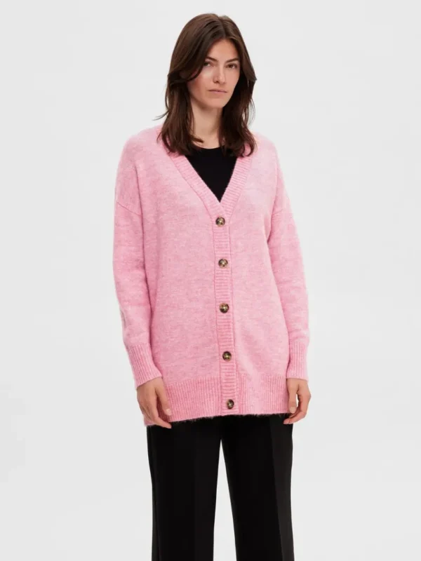Strik>SELECTED LANG CARDIGAN Pink