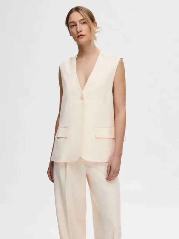 Jakkesæt & Blazers | Toppe Og Bluser>SELECTED LANG OVERSIZED VEST Beige
