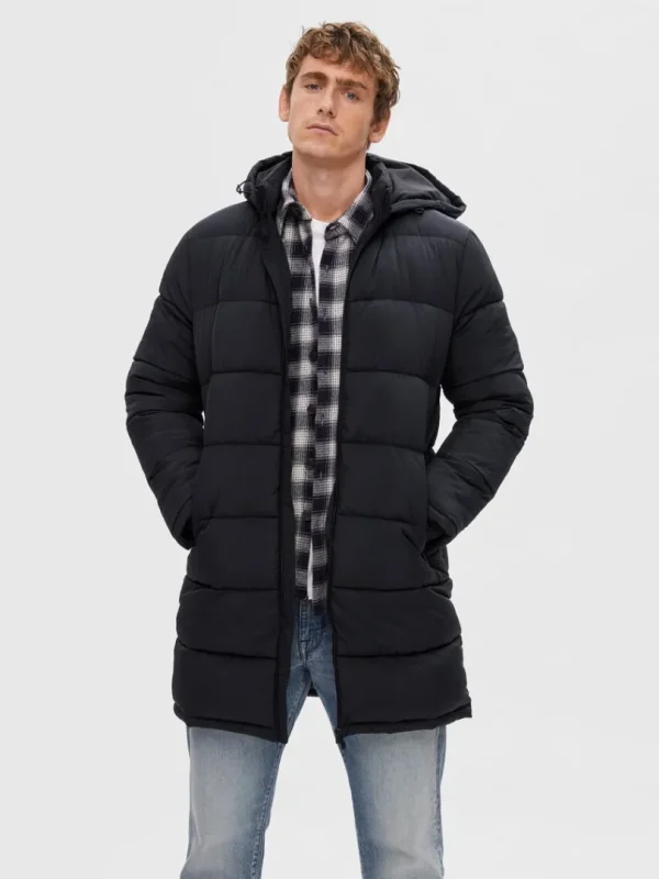 Overtøj>SELECTED LANG PUFFERJAKKE Black