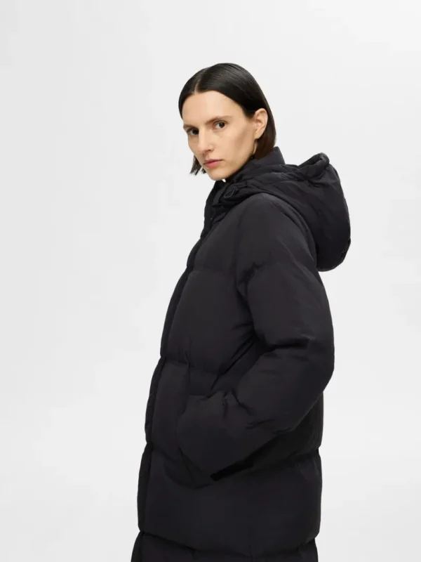 Overtøj>SELECTED LANG PUFFERJAKKE Black