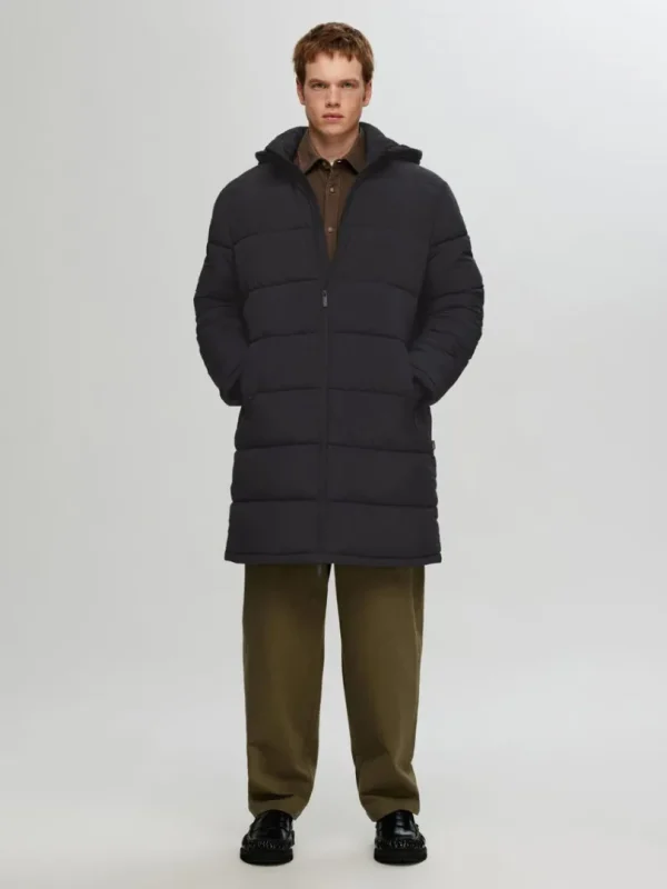 Overtøj>SELECTED LANG PUFFERJAKKE Black