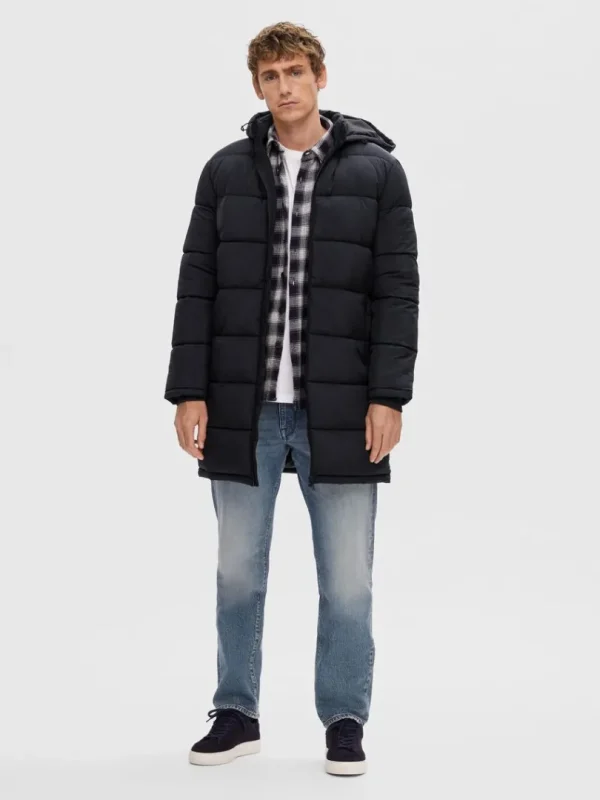 Overtøj>SELECTED LANG PUFFERJAKKE Black