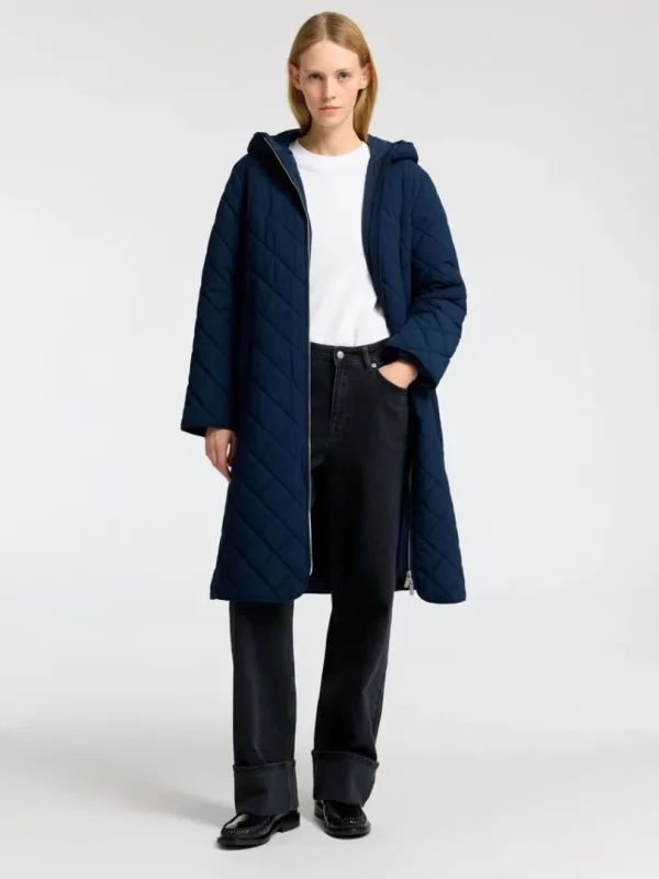 Overtøj>SELECTED LANG QUILTET JAKKE Blue