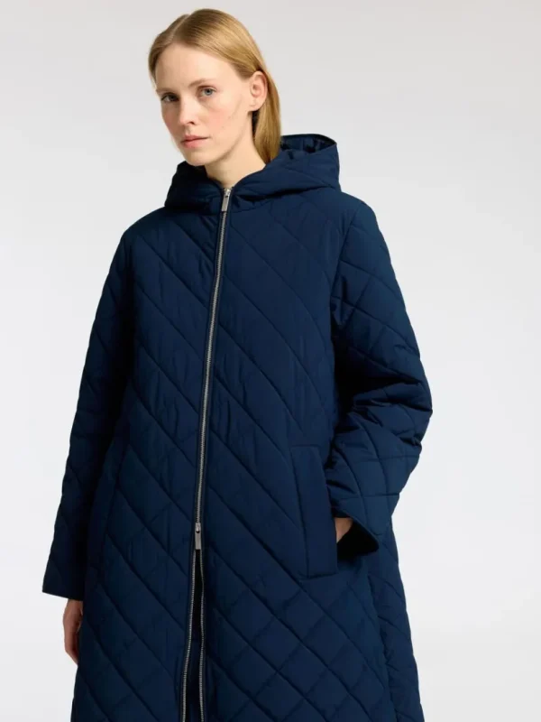 Overtøj>SELECTED LANG QUILTET JAKKE Blue