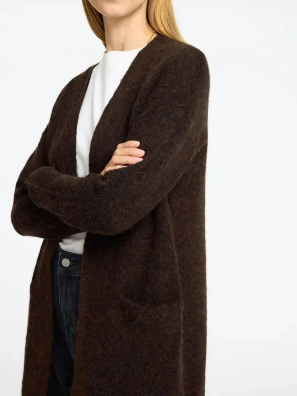Strik>SELECTED LANG STRIKKET CARDIGAN Brown