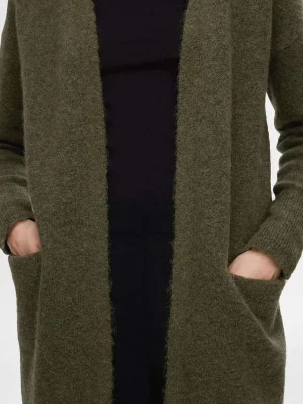 Strik>SELECTED LANG STRIKKET CARDIGAN Green