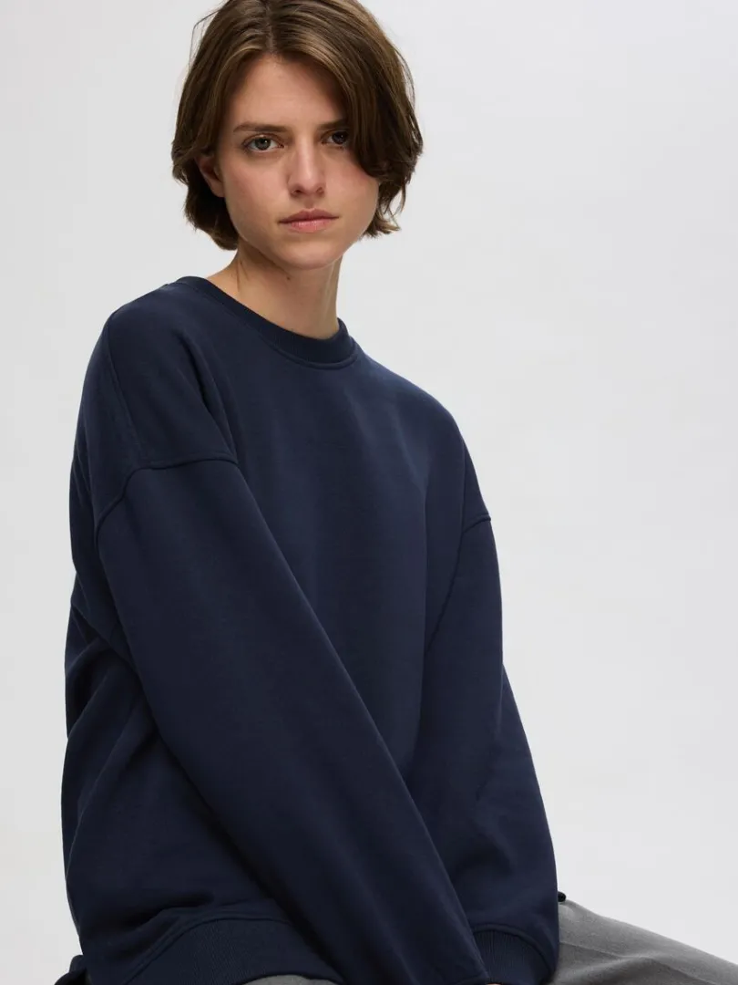 lang_sweatshirt_2-1.webp Hættetrøjer & Sweatshirts>SELECTED LANG SWEATSHIRT Blue