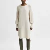 Kjoler | Strik>SELECTED LANGE ÆRMER STRIKKET KJOLE Beige