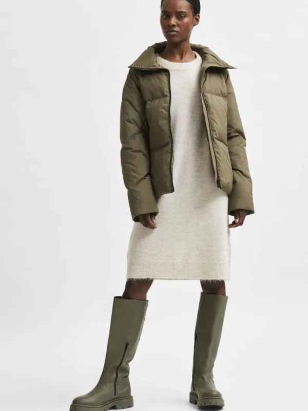 Kjoler | Strik>SELECTED LANGE ÆRMER STRIKKET KJOLE Beige