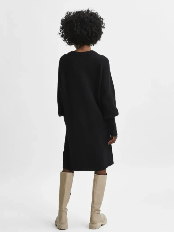 Kjoler | Strik>SELECTED LANGE ÆRMER STRIKKET KJOLE Black