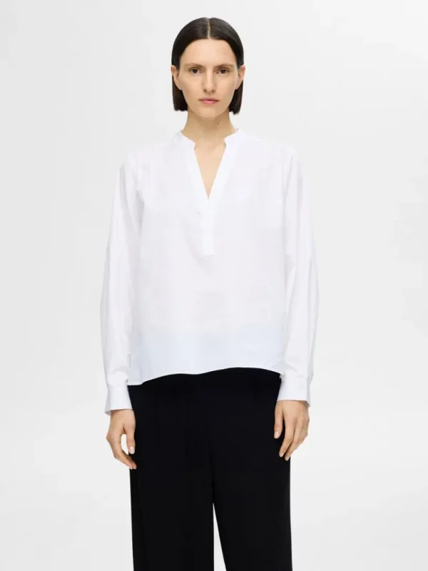 Toppe Og Bluser>SELECTED LANGÆRMET BLUSE White