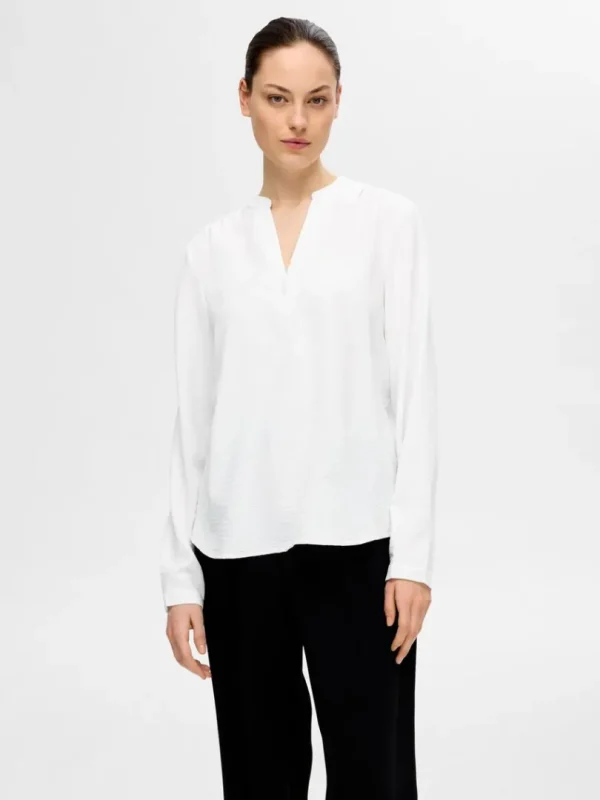 Toppe Og Bluser>SELECTED LANGÆRMET BLUSE White
