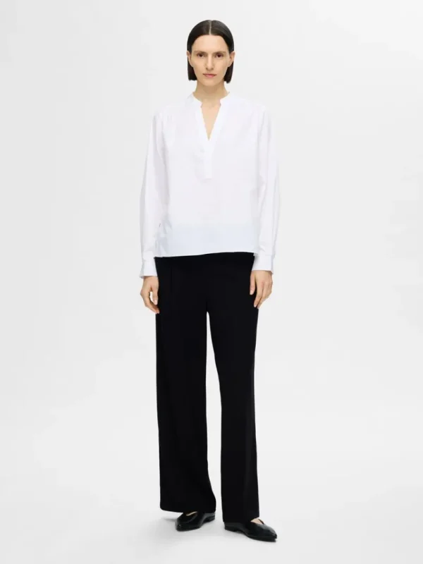 Toppe Og Bluser>SELECTED LANGÆRMET BLUSE White