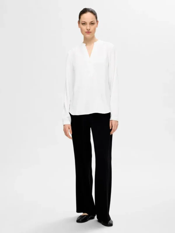 Toppe Og Bluser>SELECTED LANGÆRMET BLUSE White