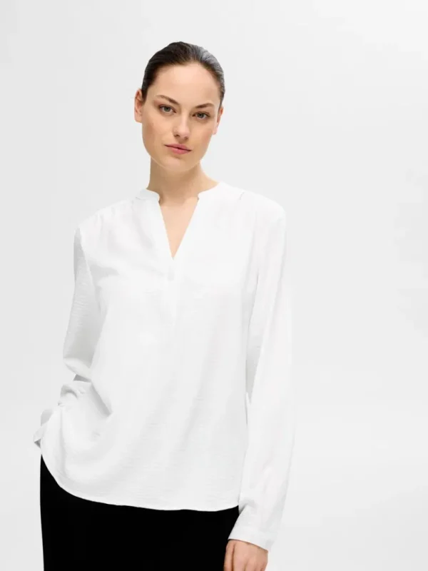 Toppe Og Bluser>SELECTED LANGÆRMET BLUSE White
