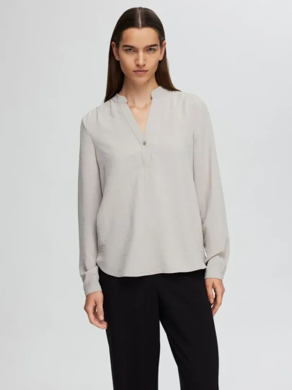 Toppe Og Bluser>SELECTED LANGÆRMET BLUSE Beige
