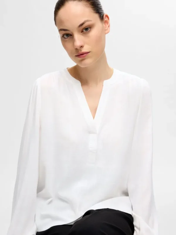 Toppe Og Bluser>SELECTED LANGÆRMET BLUSE White