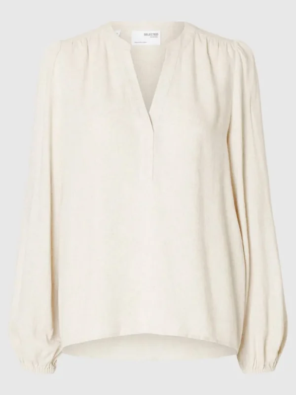 Toppe Og Bluser>SELECTED LANGÆRMET BLUSE Beige