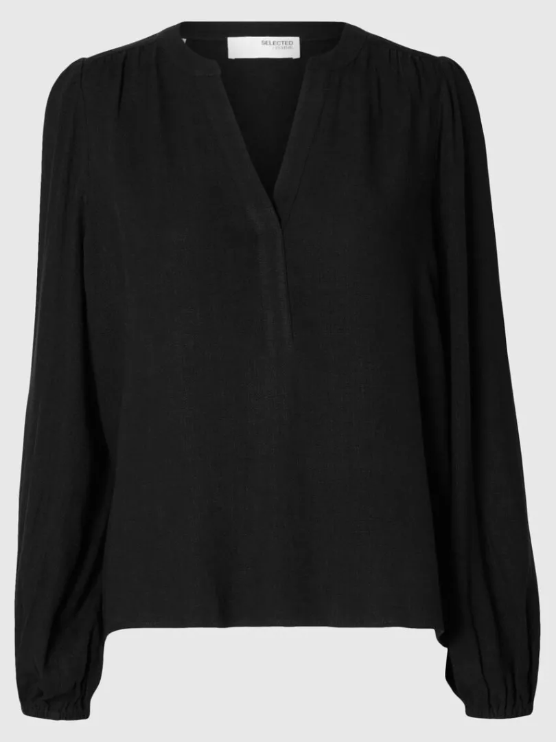 langrmet_bluse_3-5.webp Toppe Og Bluser>SELECTED LANGÆRMET BLUSE Black