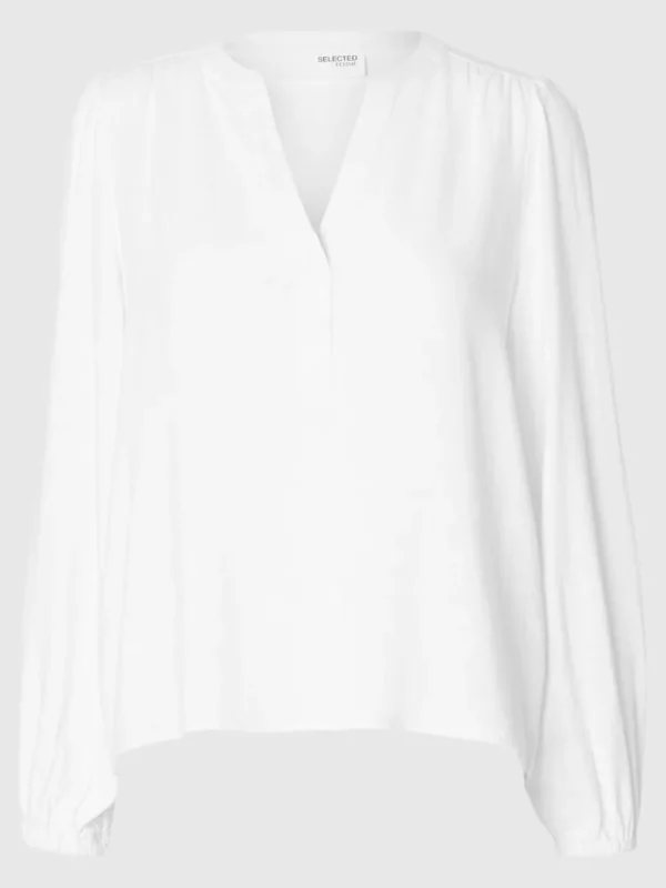 Toppe Og Bluser>SELECTED LANGÆRMET BLUSE White