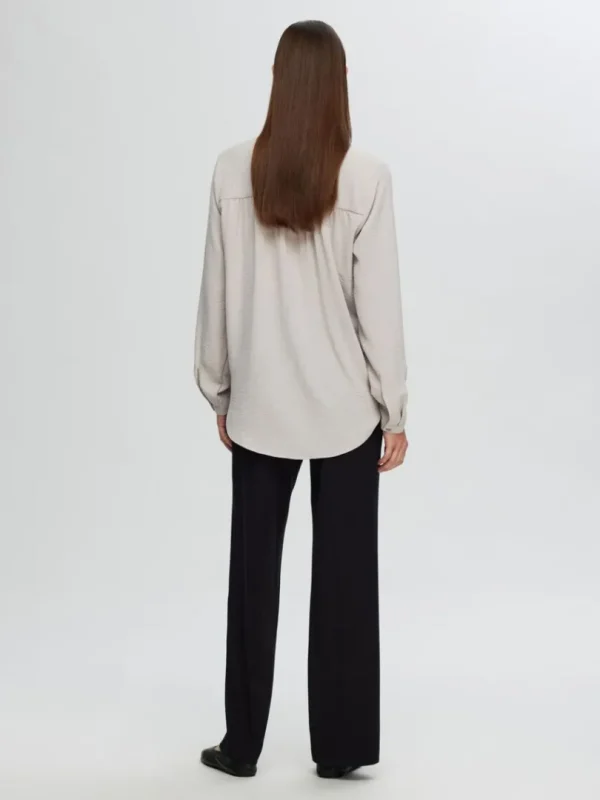 Toppe Og Bluser>SELECTED LANGÆRMET BLUSE Beige
