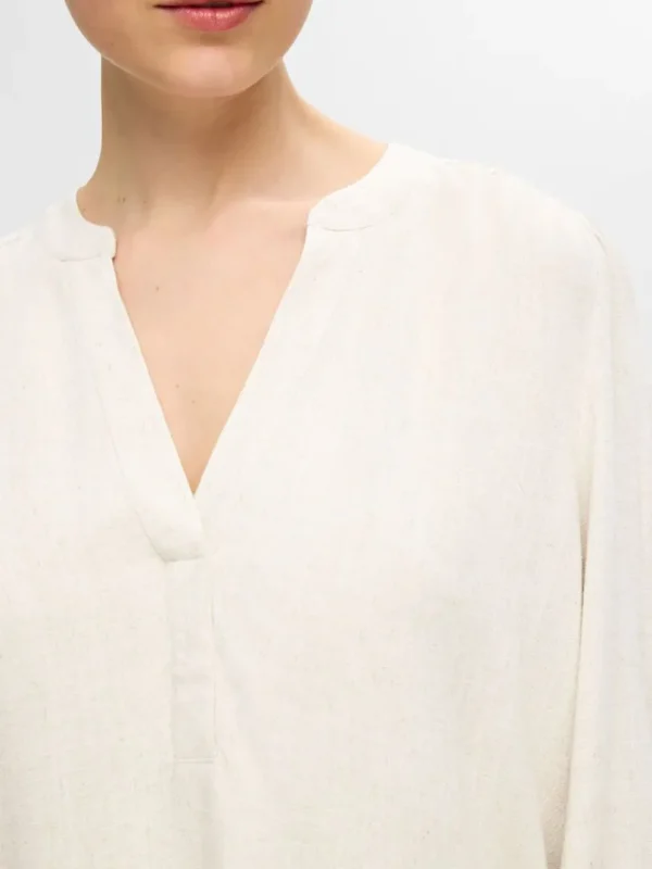 Toppe Og Bluser>SELECTED LANGÆRMET BLUSE Beige