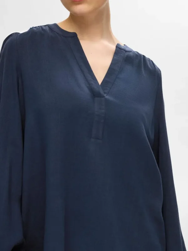 Toppe Og Bluser>SELECTED LANGÆRMET BLUSE Blue