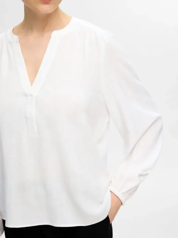 Toppe Og Bluser>SELECTED LANGÆRMET BLUSE White