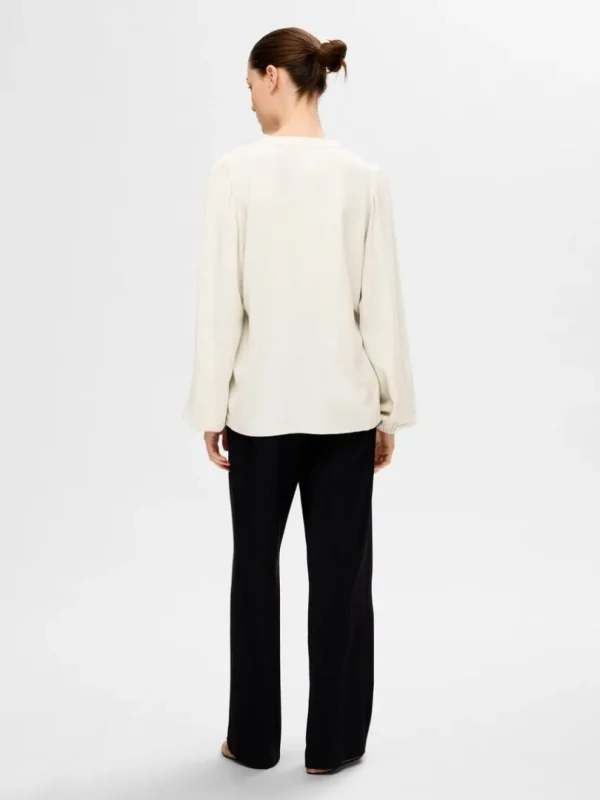 Toppe Og Bluser>SELECTED LANGÆRMET BLUSE Beige