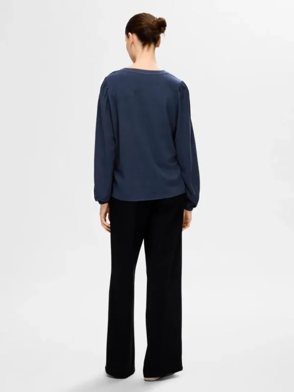 Toppe Og Bluser>SELECTED LANGÆRMET BLUSE Blue
