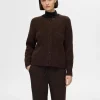 Strik>SELECTED LANGÆRMET CARDIGAN Brown