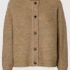 Strik>SELECTED LANGÆRMET CARDIGAN Brown
