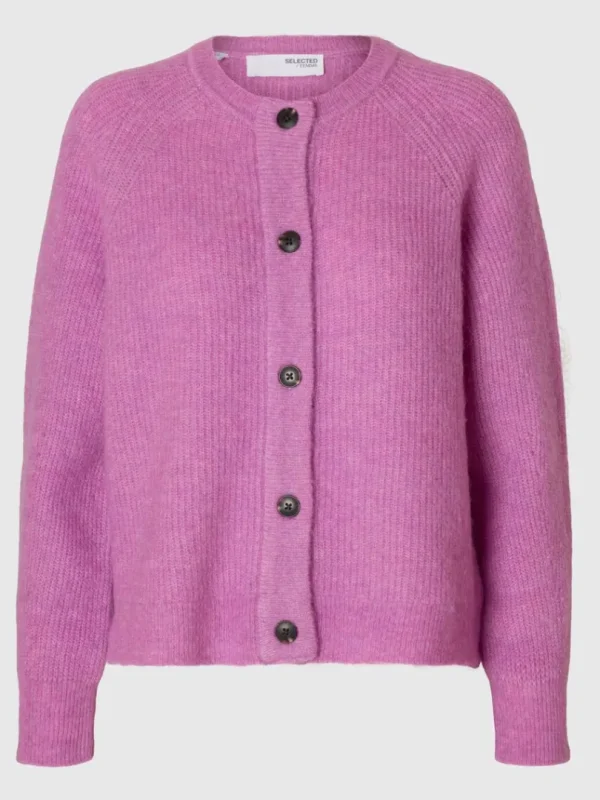 Strik>SELECTED LANGÆRMET CARDIGAN Pink