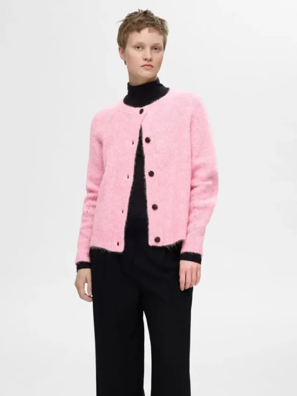Strik>SELECTED LANGÆRMET CARDIGAN Pink