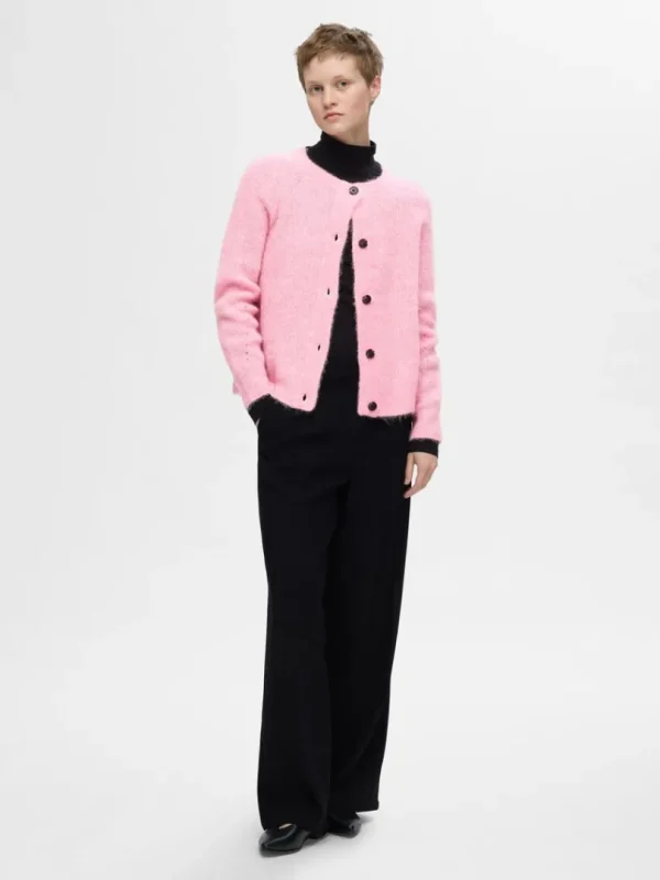 Strik>SELECTED LANGÆRMET CARDIGAN Pink