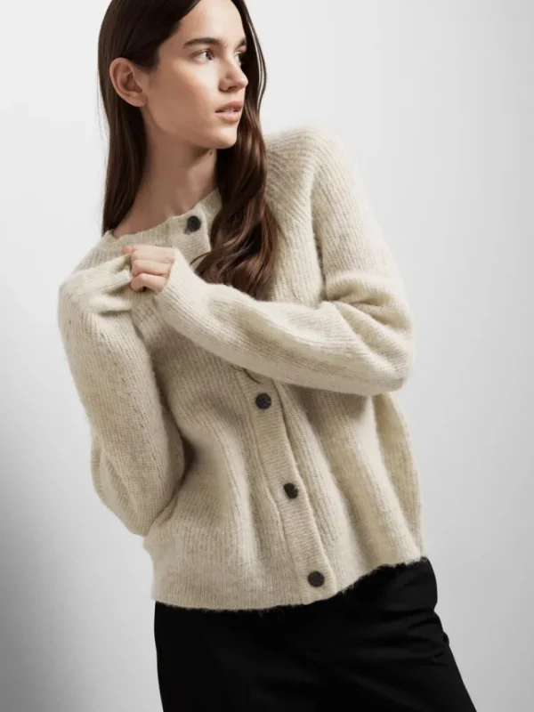 Strik>SELECTED LANGÆRMET CARDIGAN Beige