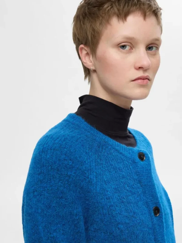 Strik>SELECTED LANGÆRMET CARDIGAN Blue