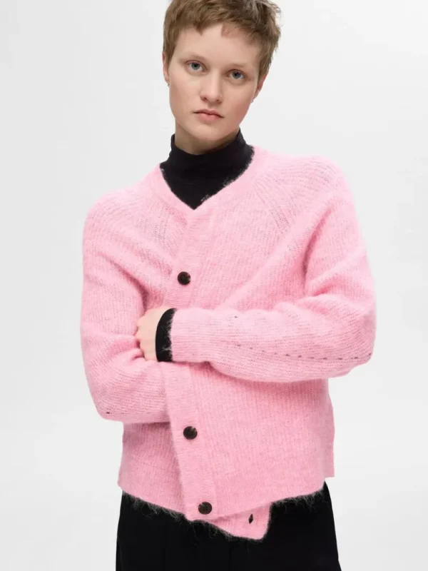 Strik>SELECTED LANGÆRMET CARDIGAN Pink