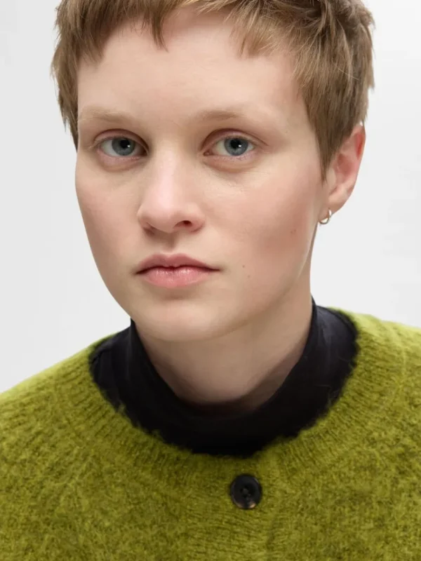 Strik>SELECTED LANGÆRMET CARDIGAN Green