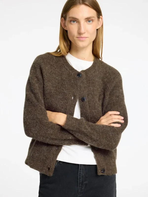Strik>SELECTED LANGÆRMET CARDIGAN Brown