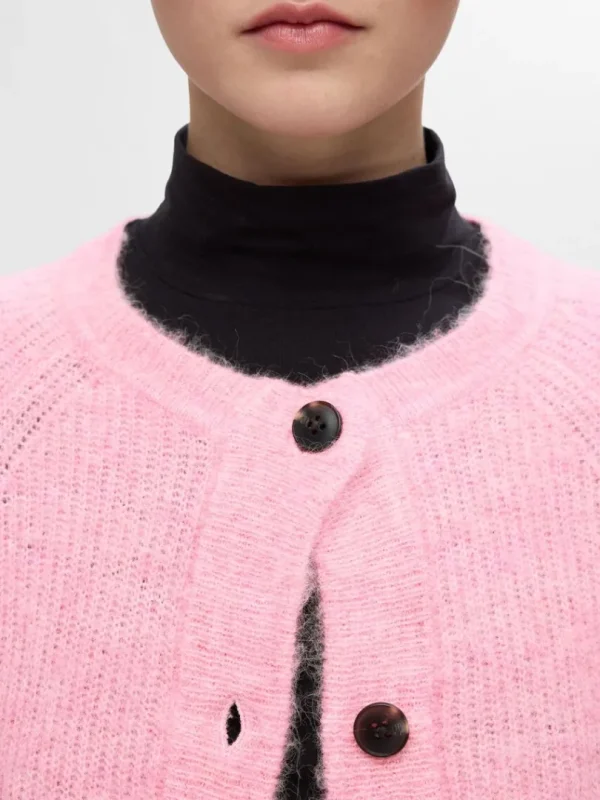 Strik>SELECTED LANGÆRMET CARDIGAN Pink
