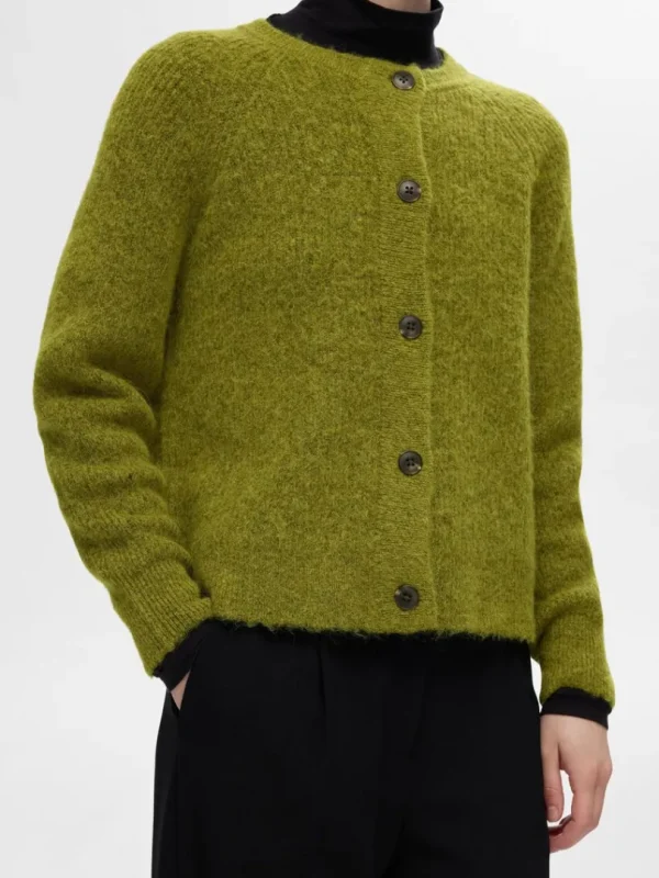Strik>SELECTED LANGÆRMET CARDIGAN Green