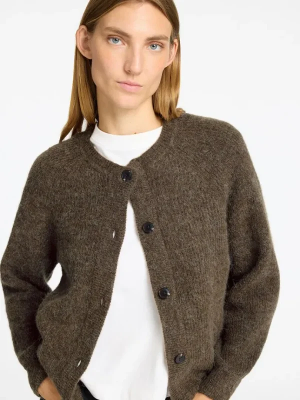 Strik>SELECTED LANGÆRMET CARDIGAN Brown