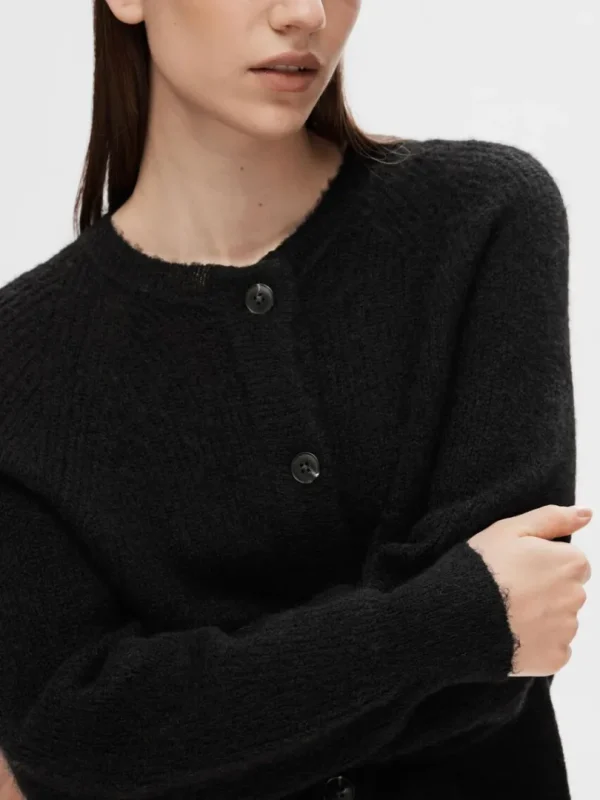 Strik>SELECTED LANGÆRMET CARDIGAN Black