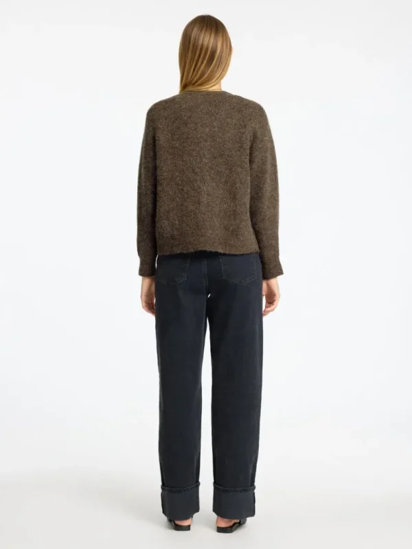 Strik>SELECTED LANGÆRMET CARDIGAN Brown