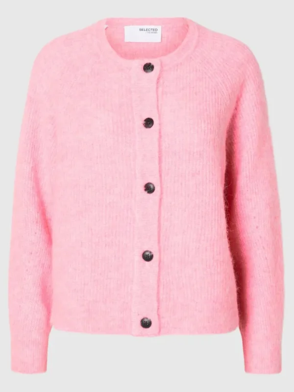 Strik>SELECTED LANGÆRMET CARDIGAN Pink