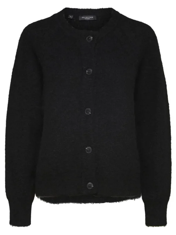 Strik>SELECTED LANGÆRMET CARDIGAN Black