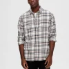 Skjorter>SELECTED LANGÆRMET FLANNEL SKJORTE Beige
