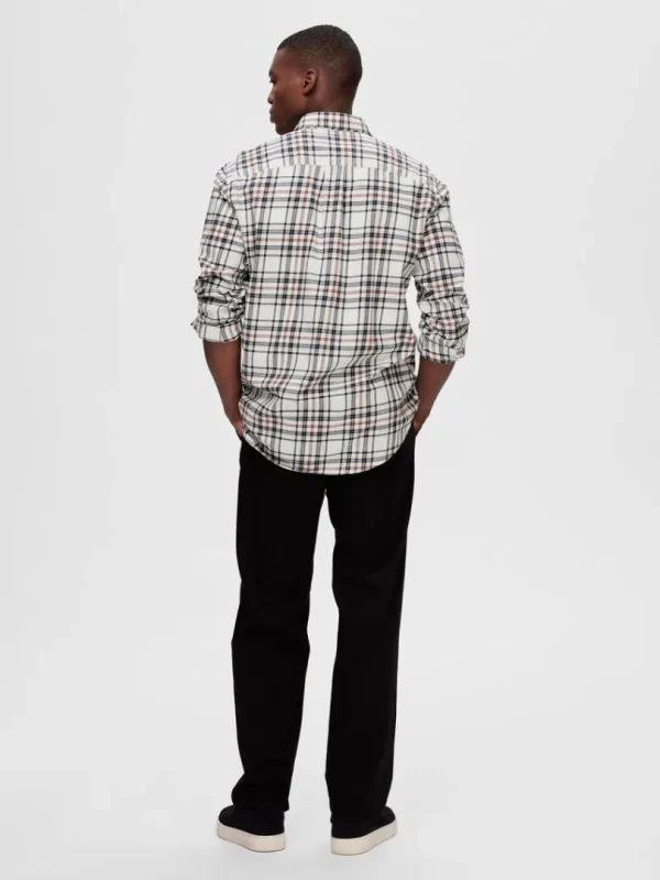 Skjorter>SELECTED LANGÆRMET FLANNEL SKJORTE Beige